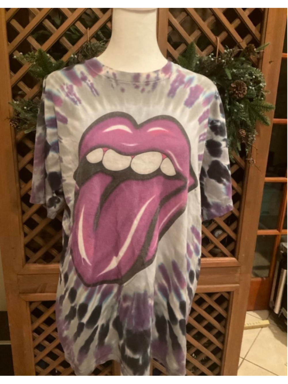Y2K Anvil Rolling Stones Tie Dye Tongue Logo Graphic Tee Large